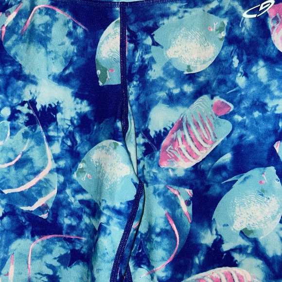 Champion C9 Girls Printed Fish Leggings L 10-12 Blue Pink Duo Dry Pullon Bright - Picture 7 of 9
